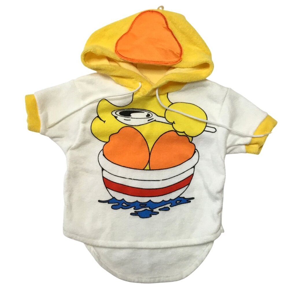 VTG CARTER'S Baby Duck Hoodie Towel Terrycloth 12M Yellow White Novelty USA VBC